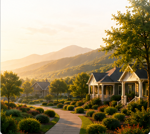 Senior living community at sunrise