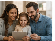 Family using tablet together
